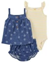  Set 3 piese Top, body si pantaloni scurti Flori