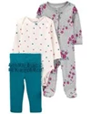  Set 3 piese Pantaloni, body si pijama Flori