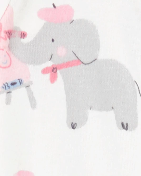  Pijama din bumbac Ivory Pink Elephant