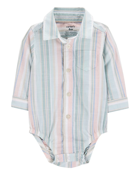  Комплект 3 в 1 Striped Polo - Брюки с лямками и боди-рубашка