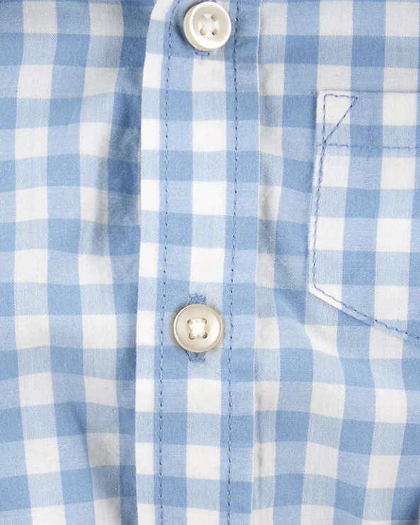 Set 3 piese Blue Gingham - Body tip camasa, pantaloni si bretele