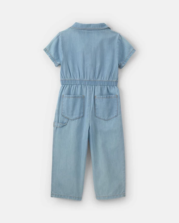  Salopeta din denim cu maneca scurta Light Wash