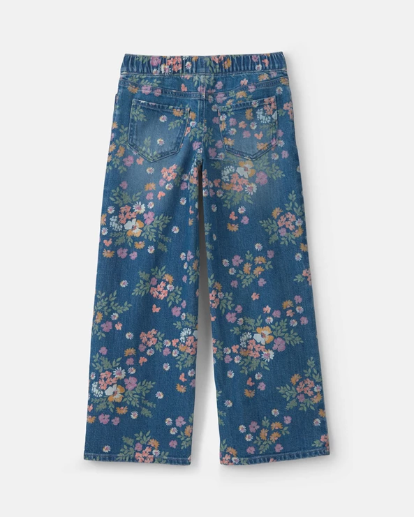  Blugi largi cu imprimeu floral