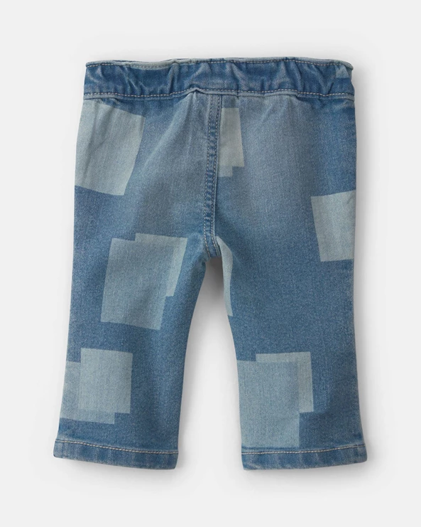  Blugi drepti cu petice Medium Wash