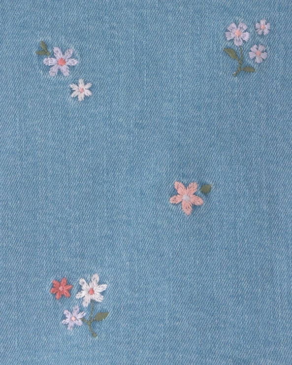  Fustita-pantalon din denim cu broderie florala