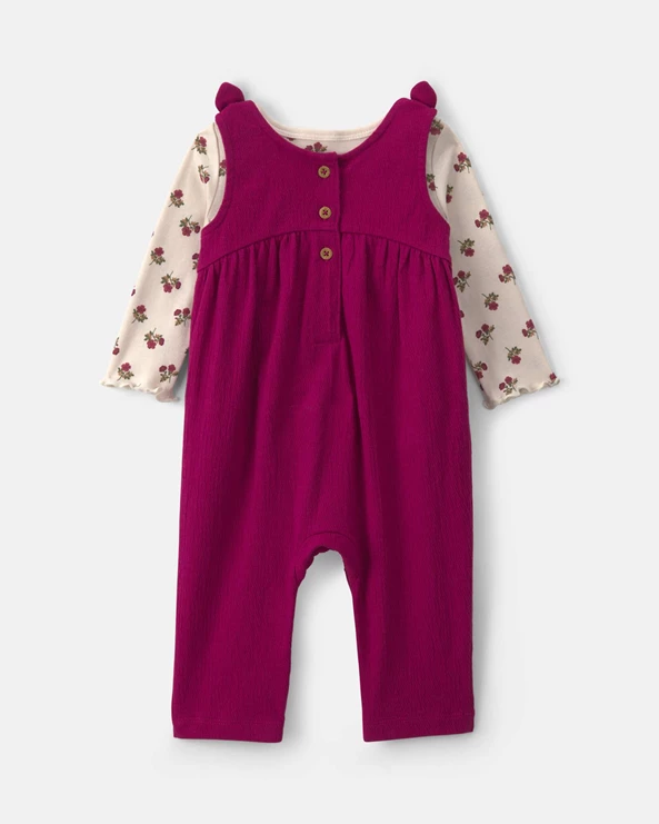  Set 2 piese Maroon - salopeta lunga si bluza