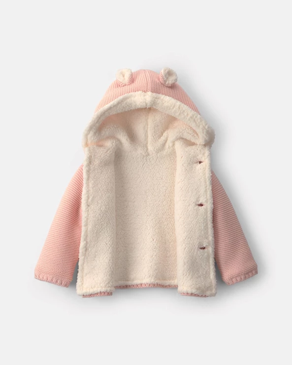  Cardigan tricotat cu captuseala Baby Pink