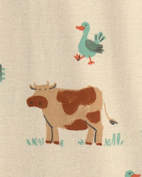  Хлопковая пижама с закрытыми ножками Farm Print