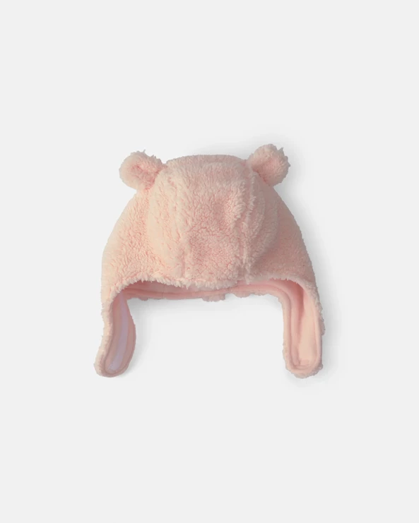  Set caciulita si manusi din sherpa Pink Teddy