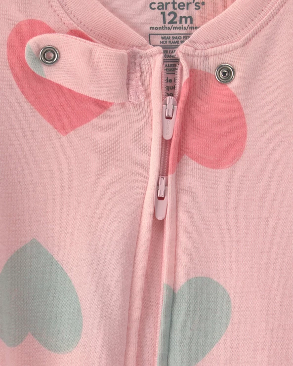  Pijama cu talpa din bumbac Pink Hearts