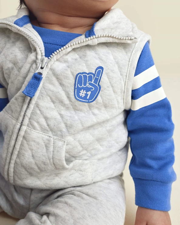  Комплект 3 в 1 Varsity - жилет на молнии, боди и брюки