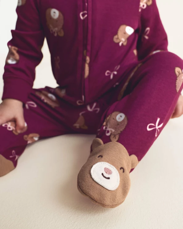  Хлопковая пижама с закрытыми ножками Teddy Bows
