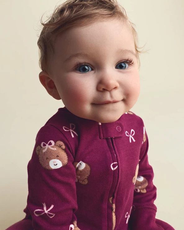  Хлопковая пижама с закрытыми ножками Teddy Bows