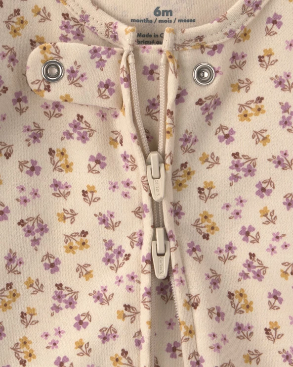  Pijama cu talpa din bumbac Tiny Flowers