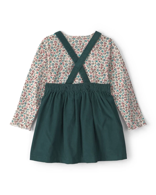  Set 2 piese Floral - salopeta tip rochita si bluza
