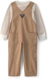  Set 2 piese Stripes - bluza cu maneca lunga si salopeta