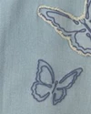  Blugi largi scurtati cu broderie fluturas Light Wash
