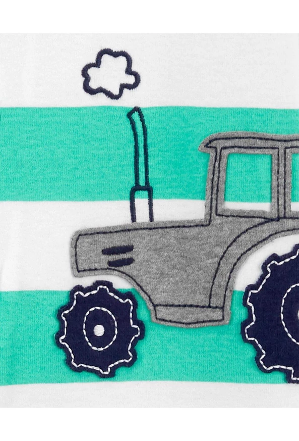  Pijama bebe cu fermoar Tractor