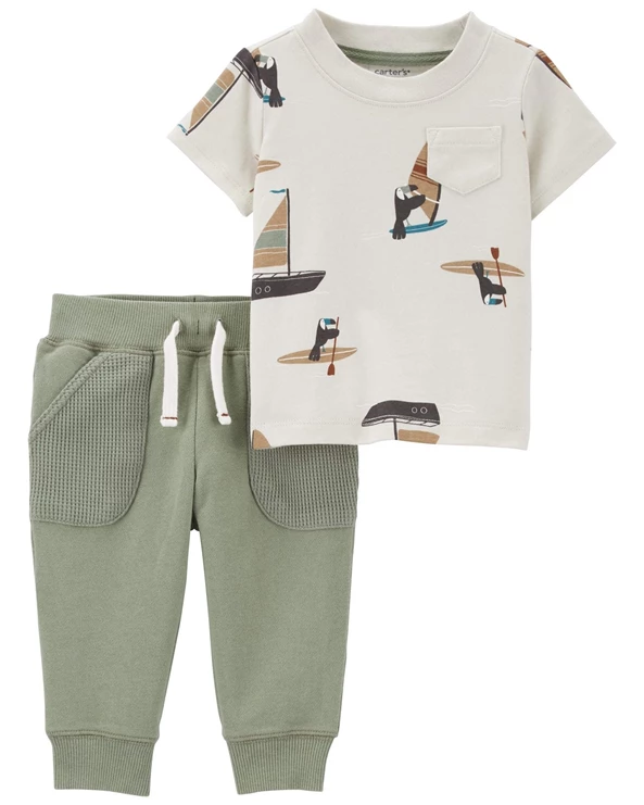  Set 2 piese Tricou si pantaloni Surf