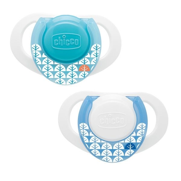 Пустышка с кольцом Chicco Physio Compact силиконовая Синяя (0-6 мес.), 2 шт.