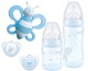 Set-cadou din 5 piese NUK Baby Blue (2 biberoane, 2 suzete si o jucarie)