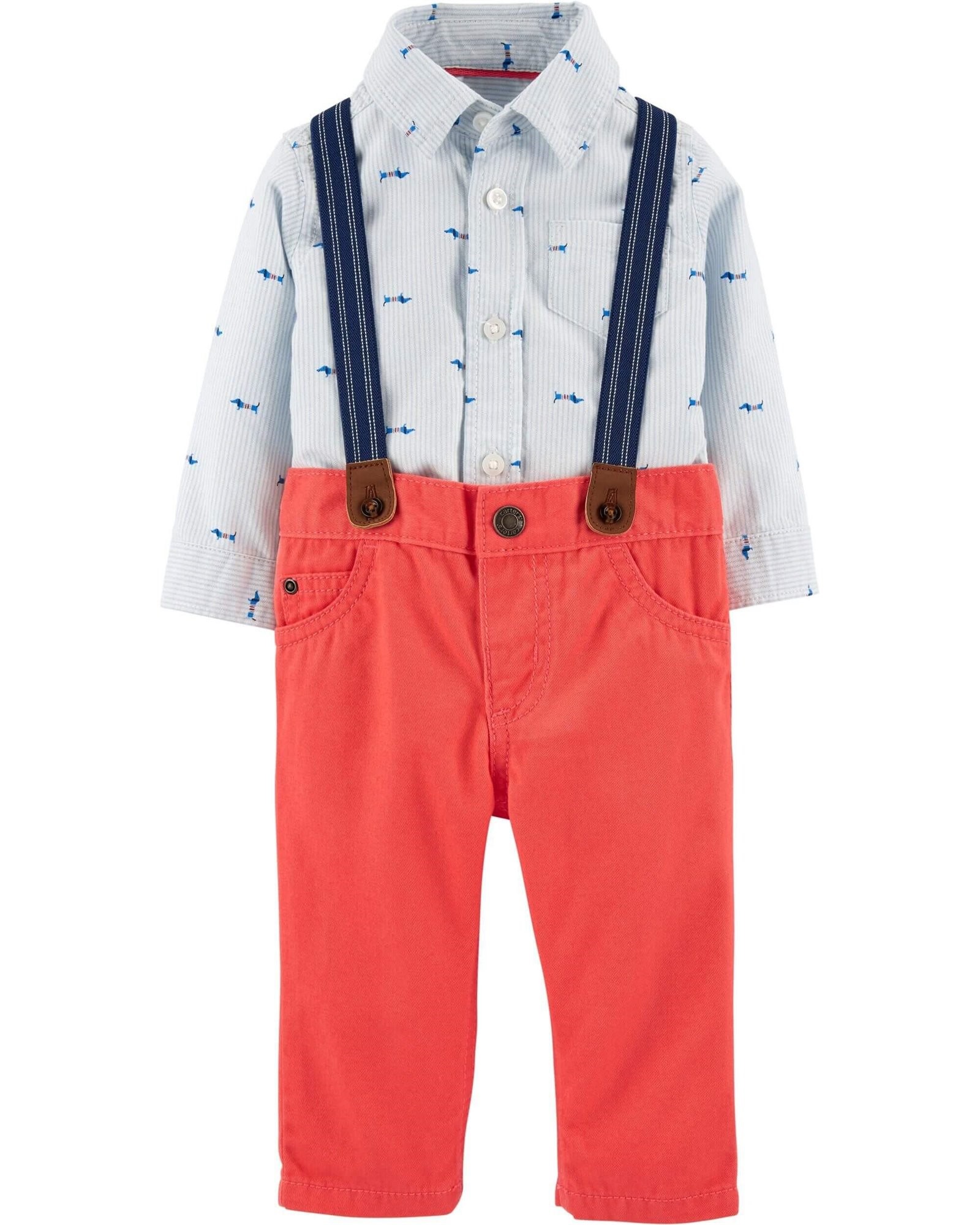 Carter's Set 3 piese Pantaloni, body tip camasa si bretele