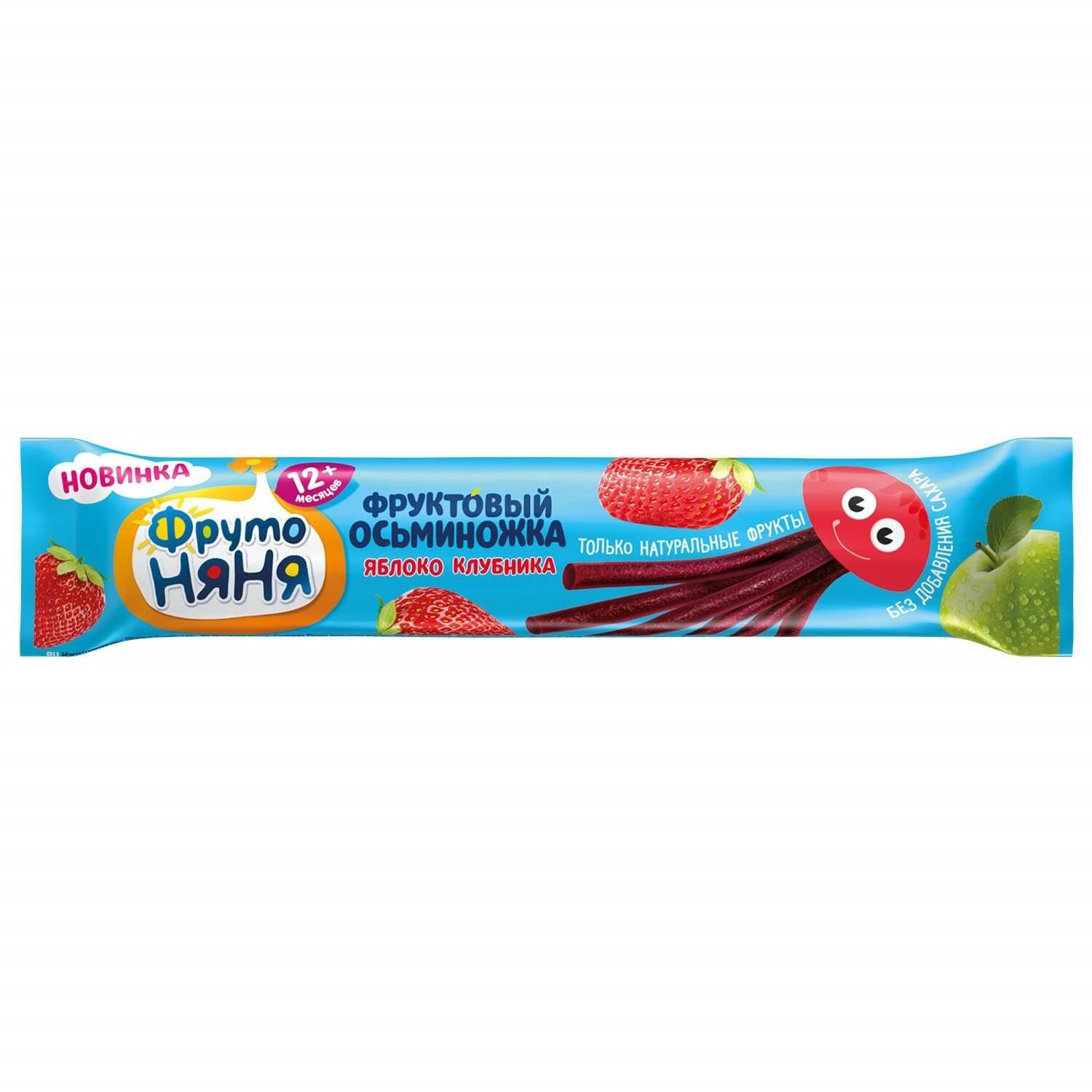 Кусочки фруктовые ФрутоНяня из яблок и клубники (12+ мес.),  16 г