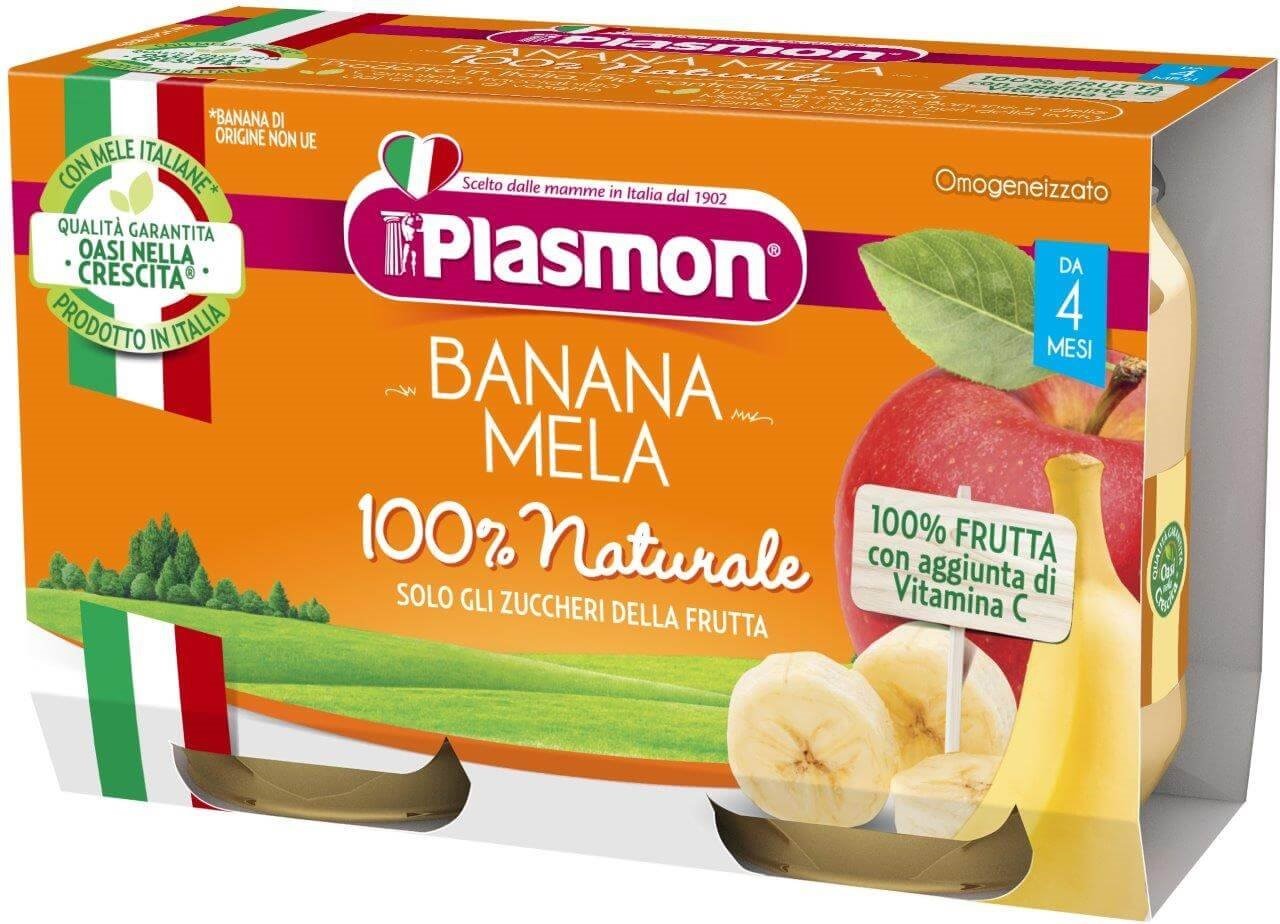 Piure Plasmon din banane si mere (4+ luni), 2x104 g