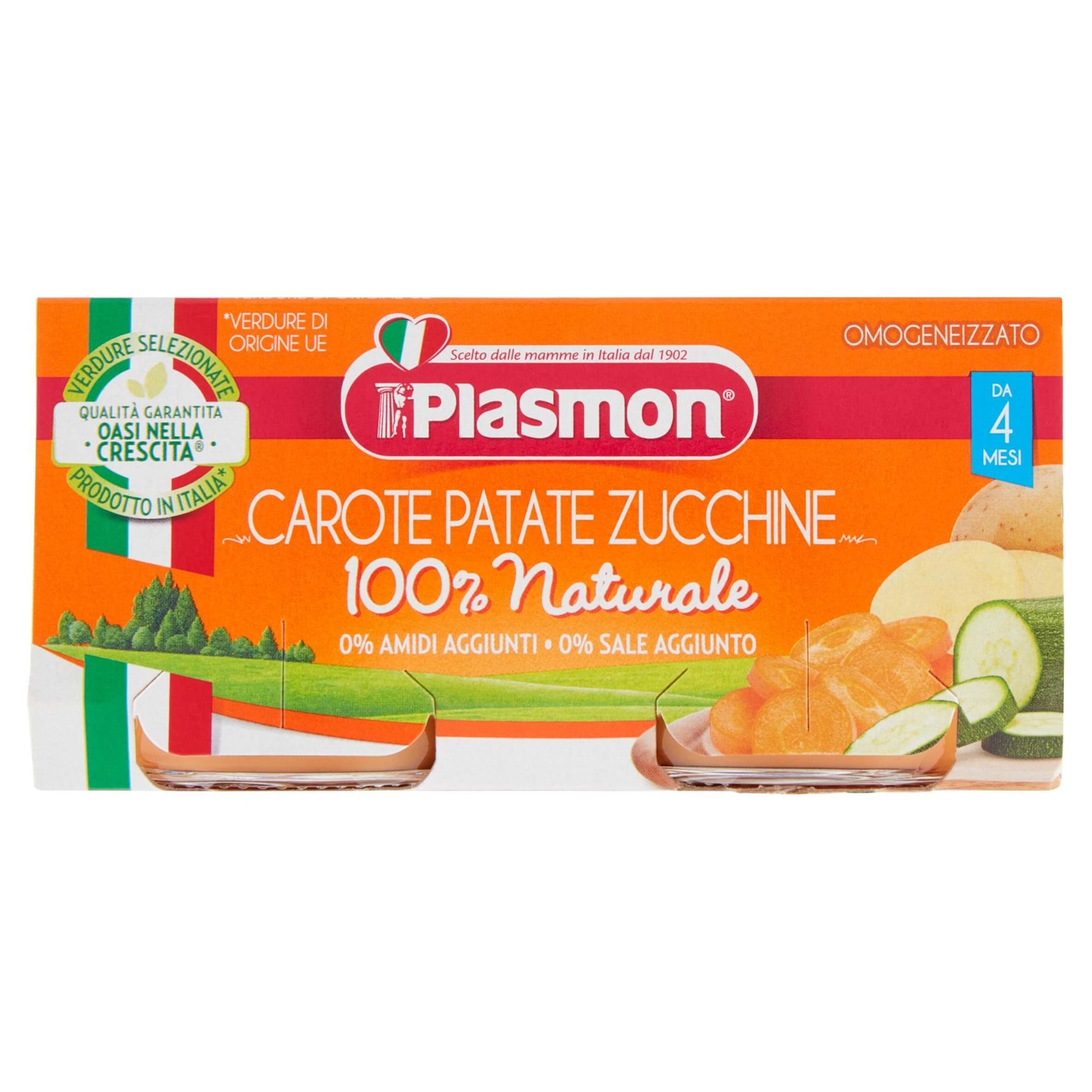 Piure Plasmon din morcovi, cartofi si dovlecei (4+ luni), 2x80 g