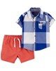 Carter's Set 2 piese Camasa si pantaloni scurti Carouri