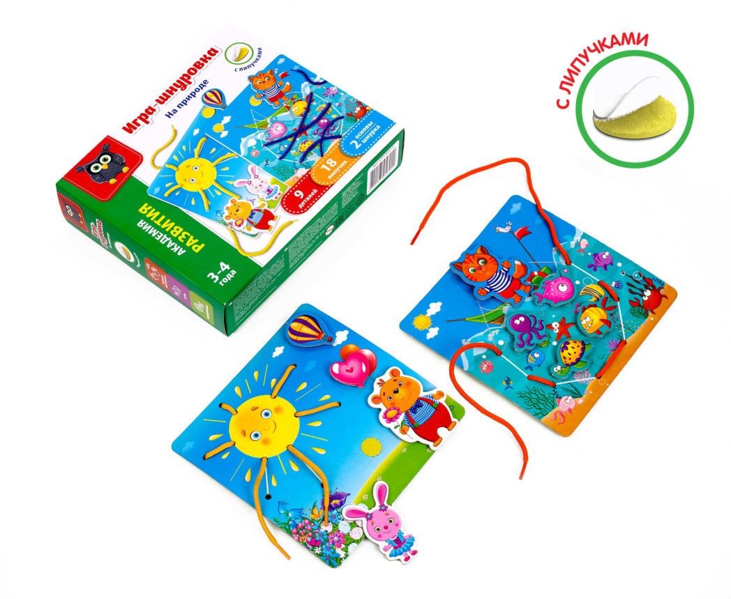 Joc de dezvoltare Vladi Toys cu siret si lipici, In Natura