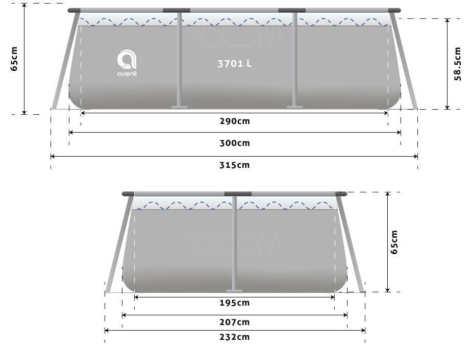 Piscina Avenli 300x207x65 cm