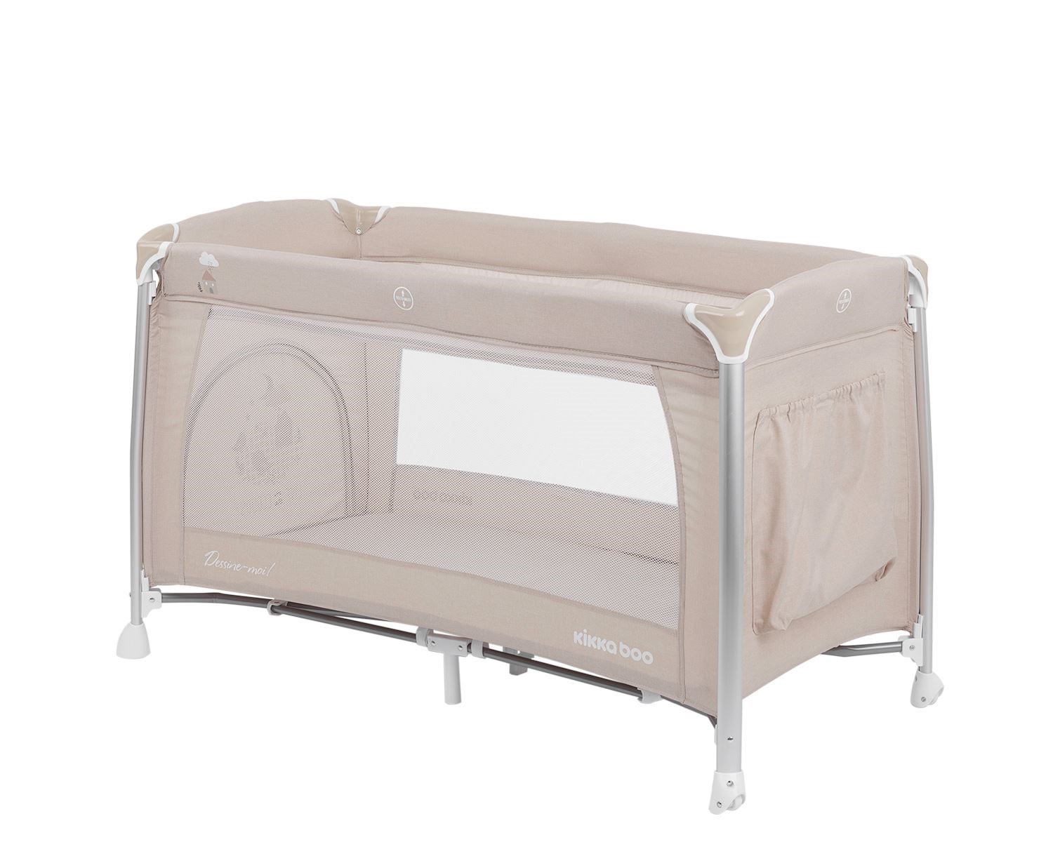 Patut pliabil cu 2 nivele KikkaBoo Dessine Moi Beige