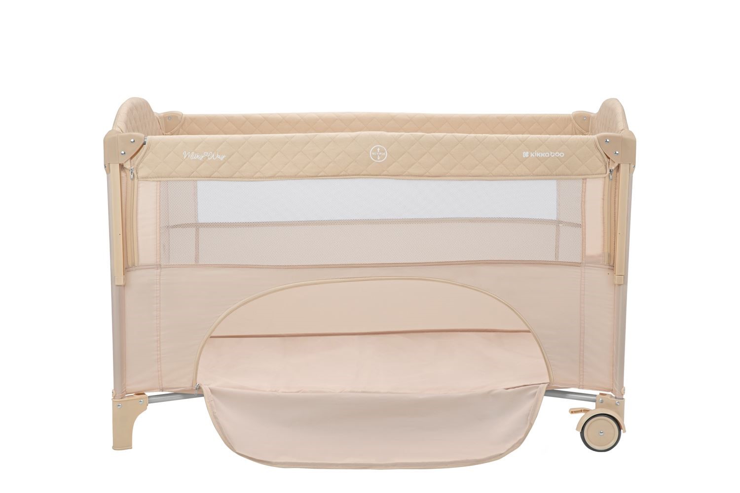 Patut pliabil cu 2 nivele KikkaBoo Milky Way Beige