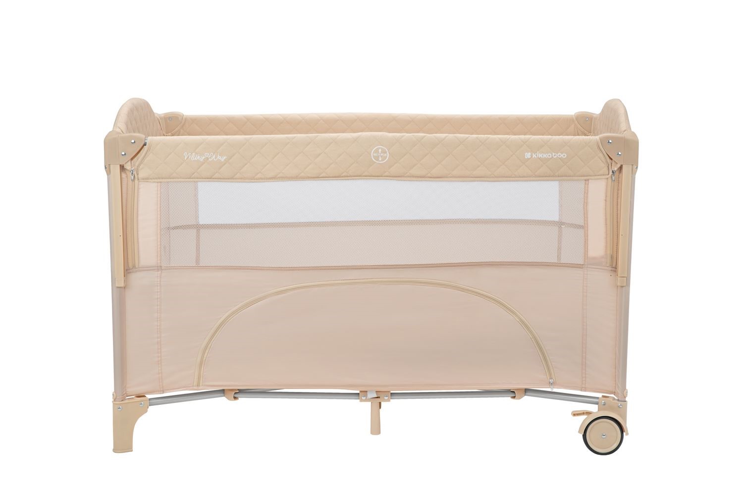 Patut pliabil cu 2 nivele KikkaBoo Milky Way Beige