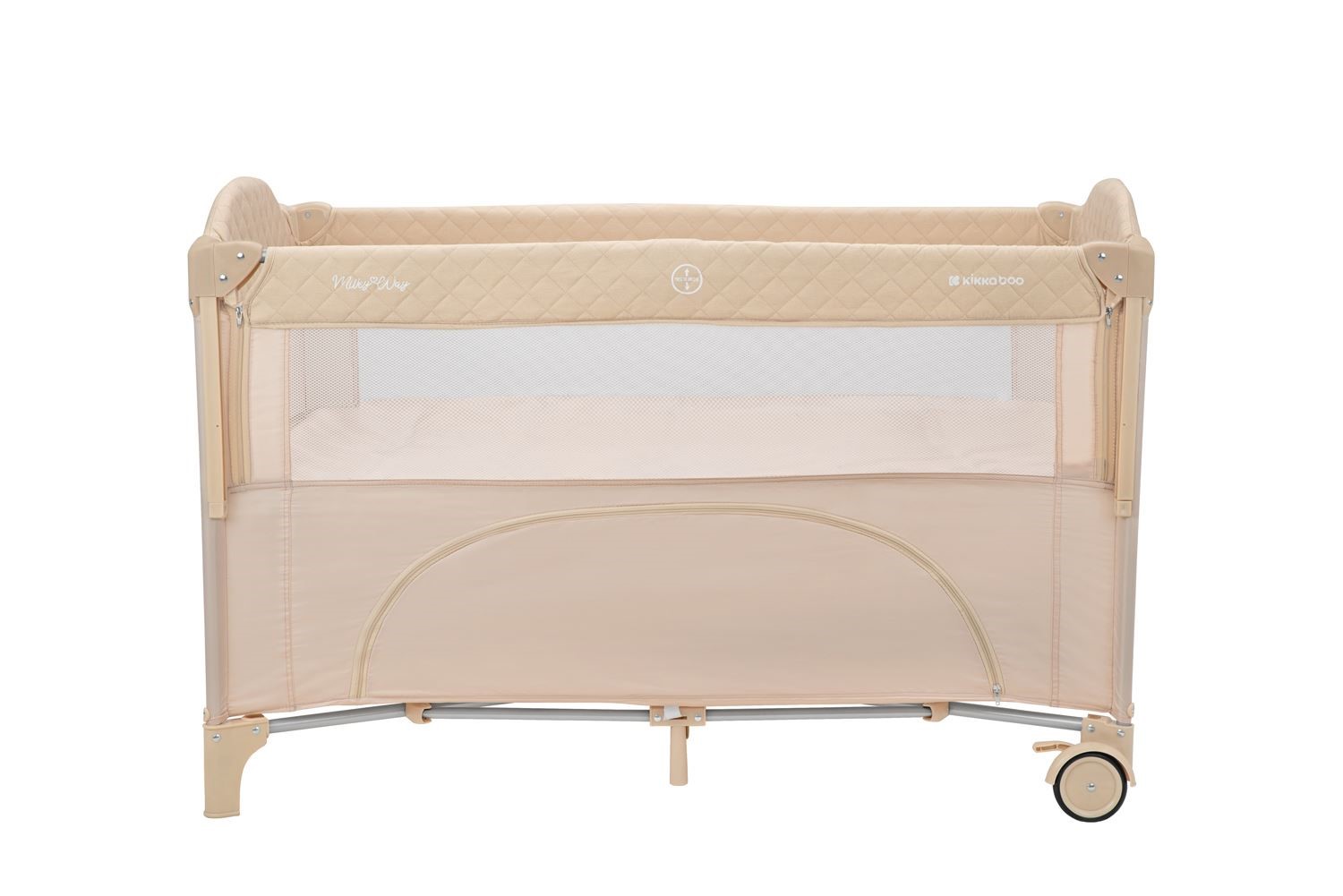 Patut pliabil cu 2 nivele KikkaBoo Milky Way Beige