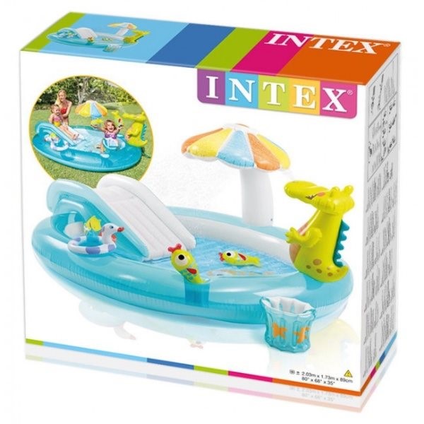 Centru de joaca Intex Crocodil cu tobogan 273x173x89