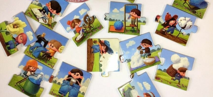Puzzle educativ Puzzlika "Making Jeans"