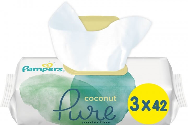 Servetele umede Pampers Coconut Pure, 3x42 buc.