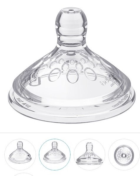 Tetina din silicon anticolici cu flux scazut (S) BabyOno Natural Nursing (0+ luni), 2 buc.