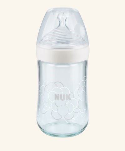 Biberon din sticla NUK Nature Sense cu tetina din silicon (0-6 luni), 240 ml