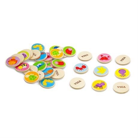 Joc educativ din lemn Viga Toys Memory, 32 buc.