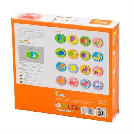 Joc educativ din lemn Viga Toys Memory, 32 buc.
