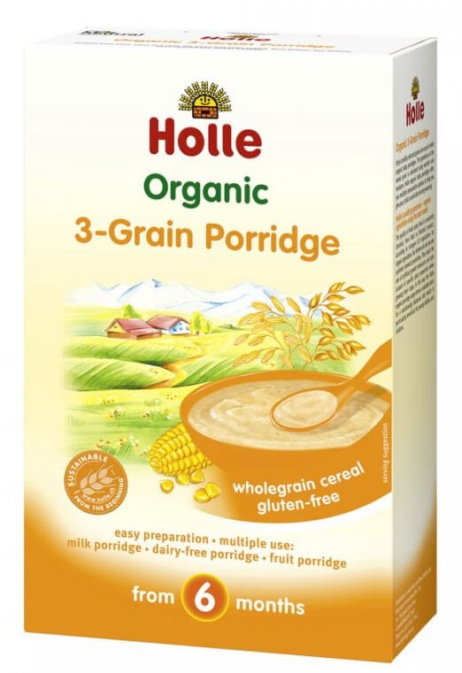 Terci organic Holle 3 cereale fara lapte (6+ luni), 250 g