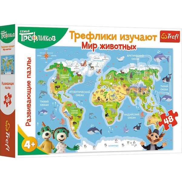 Puzzle educativ Trefl 48 Educational, Animals / Familia Treflik (rus)